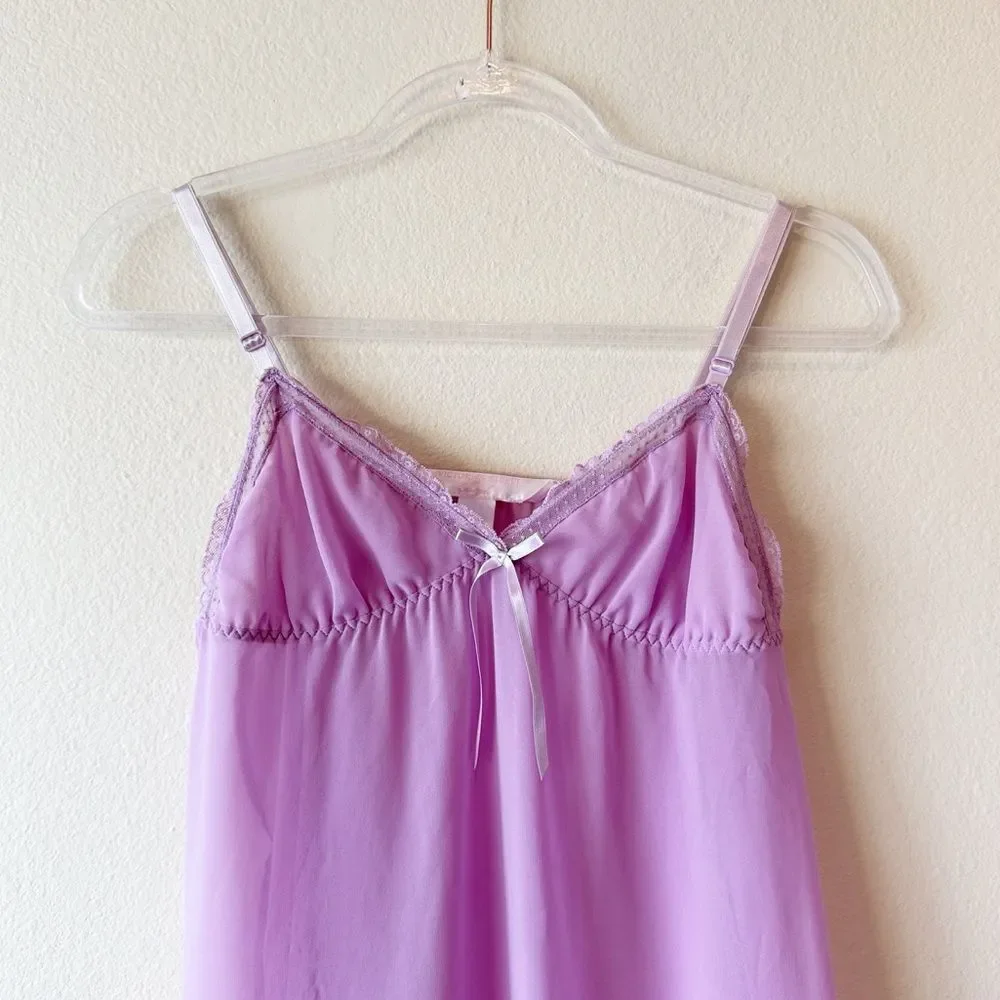 Victoria's Secret Angels Y2K Lavender Purple Coquette Lace Nightie Slip Dress